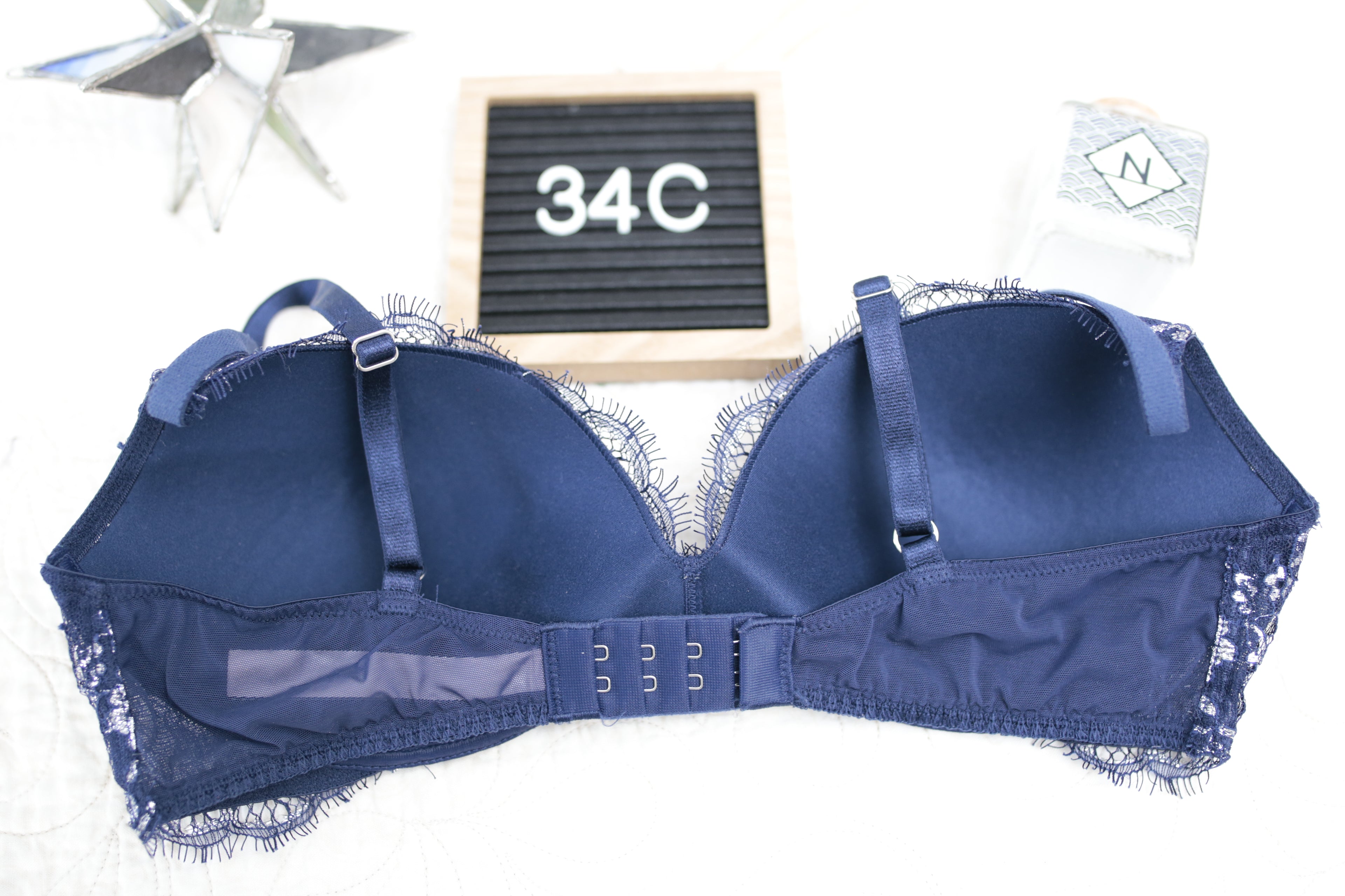 Victoria's Secret 34C Dream Angels Padded No-wire Wireless Bra Blue Silver