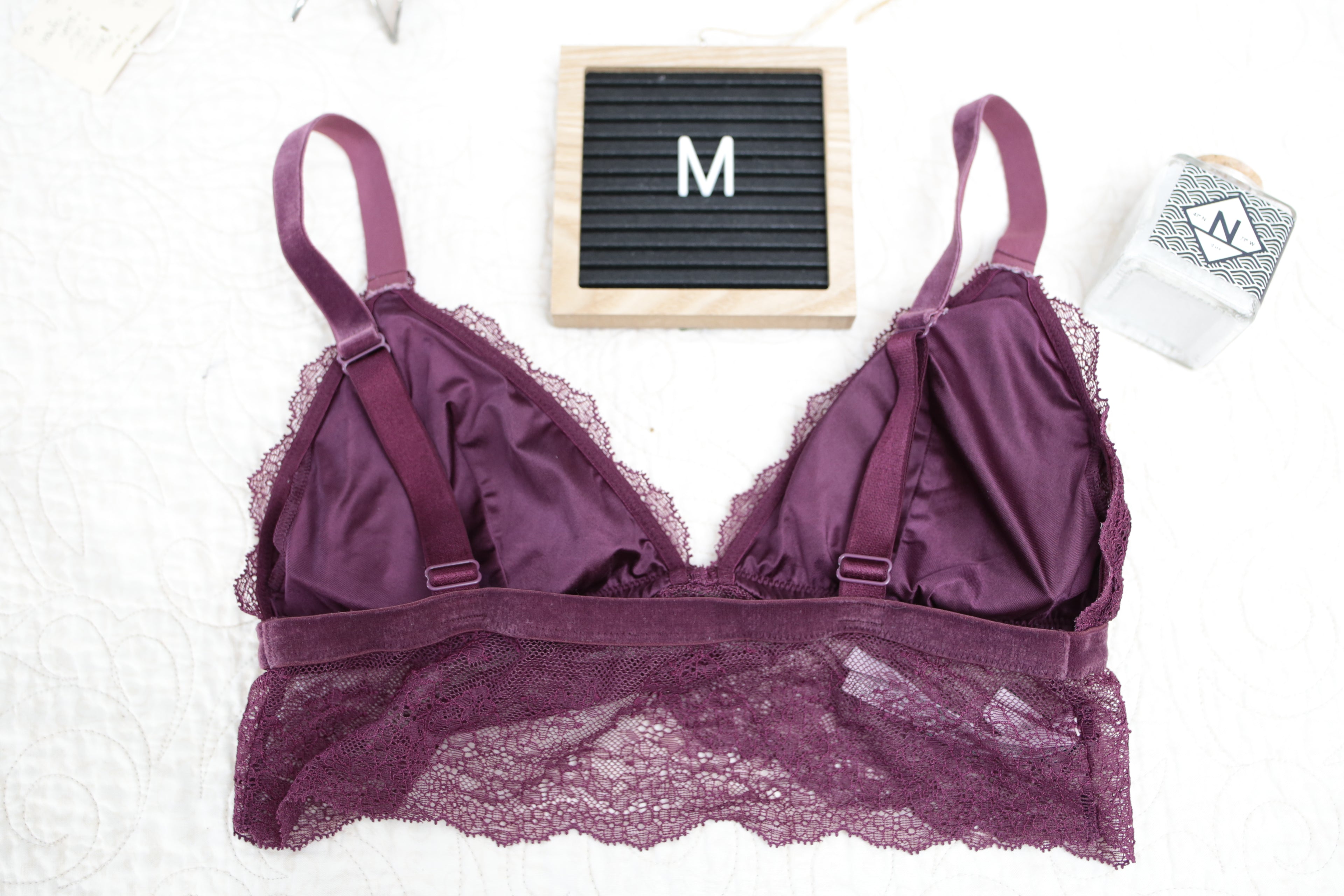 Victoria's Secret Lined Wireless Bralette Bra Medium Purple Wine Lace