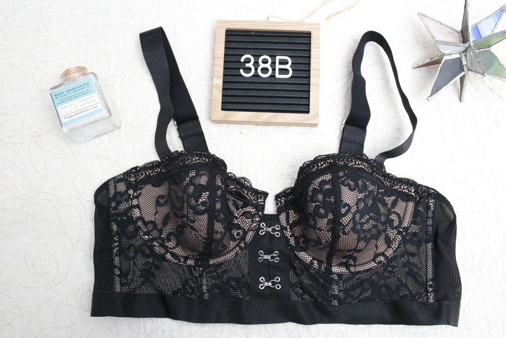 Adore Me 38B Longline Underwire Balconette Bra Black and Nude NEW