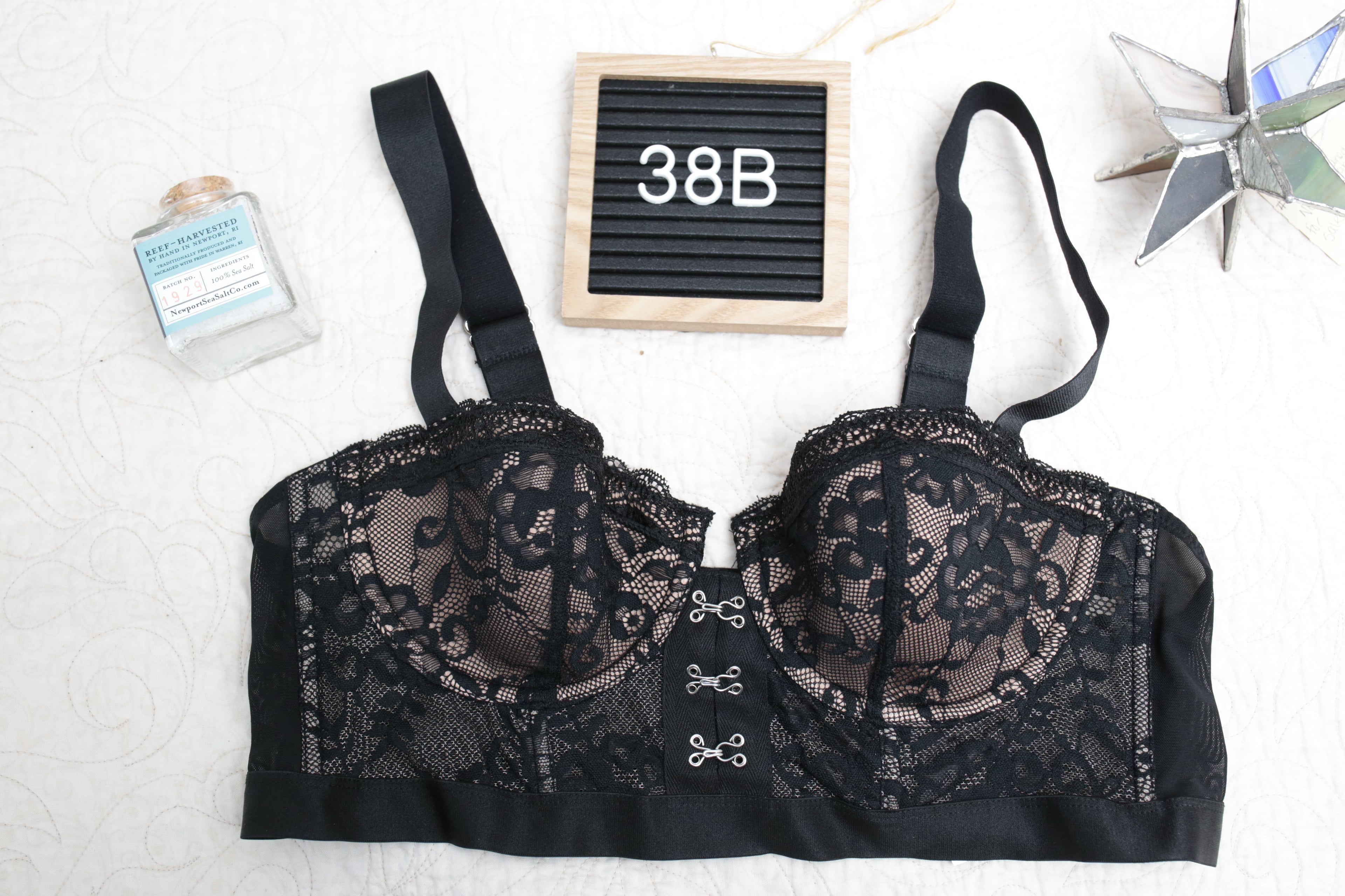 Adore Me 38B Longline Underwire Balconette Bra Black and Nude NEW