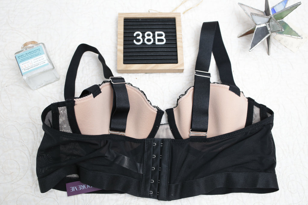 Adore Me 38B Longline Underwire Balconette Bra Black and Nude NEW