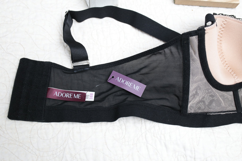 Adore Me 38B Longline Underwire Balconette Bra Black and Nude NEW