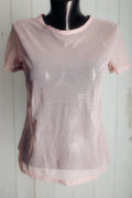 Victoria's Secret Sheer Shimmer Mesh Lounge Shortsleeve Shirt Small Pink