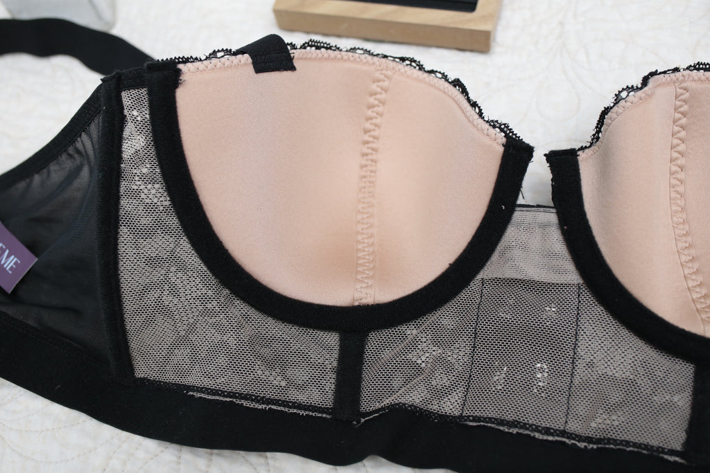 Adore Me 38B Longline Underwire Balconette Bra Black and Nude NEW