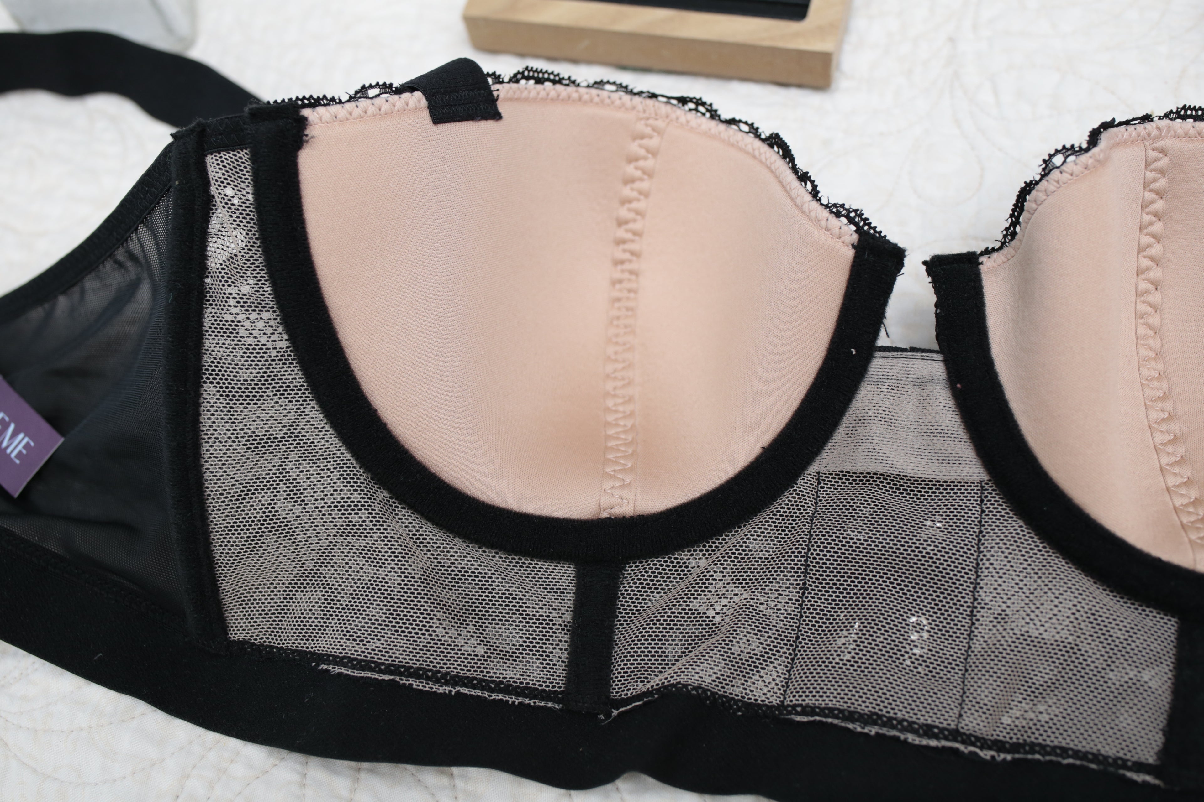 Adore Me 38B Longline Underwire Balconette Bra Black and Nude NEW