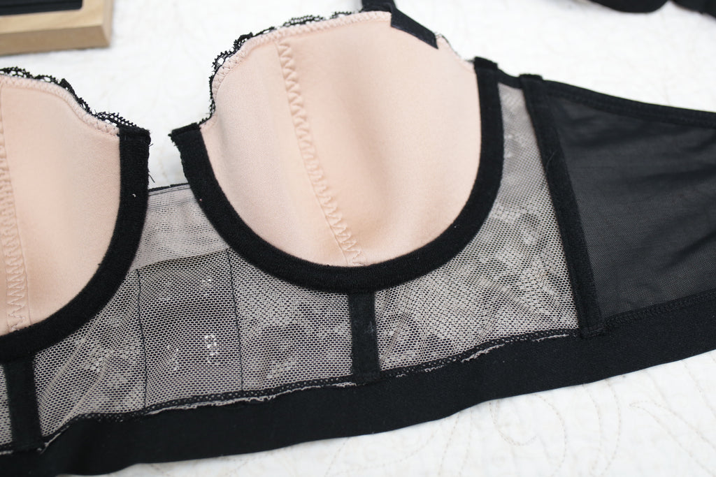 Adore Me 38B Longline Underwire Balconette Bra Black and Nude NEW