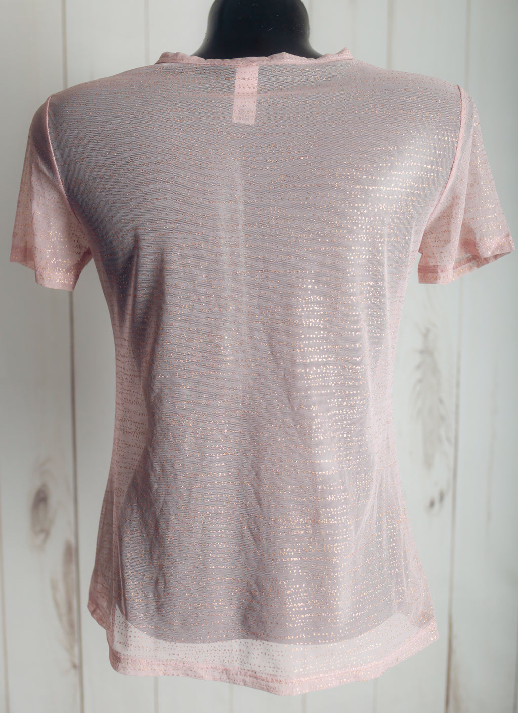 Victoria's Secret Sheer Shimmer Mesh Lounge Shortsleeve Shirt Small Pink