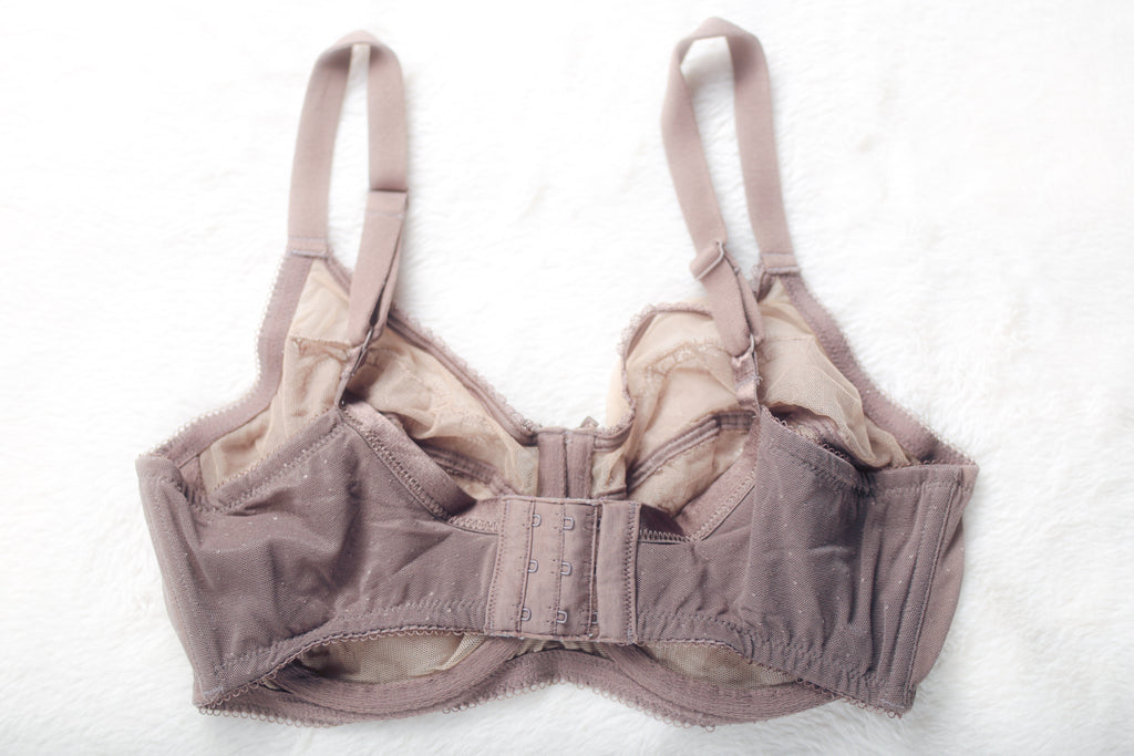 Wacoal Retro Chic Full Figure 855186 Unlined Sheer Lace Underwire Bra Brown 34DD
