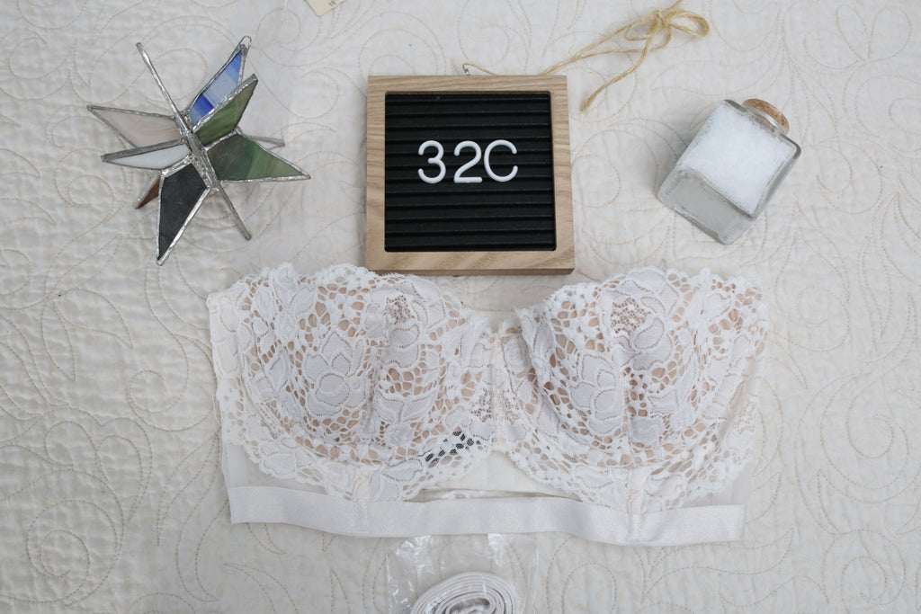 Victoria's Secret 32C Very Sexy Multi-way Convertible Bra White Nude Lace NEW