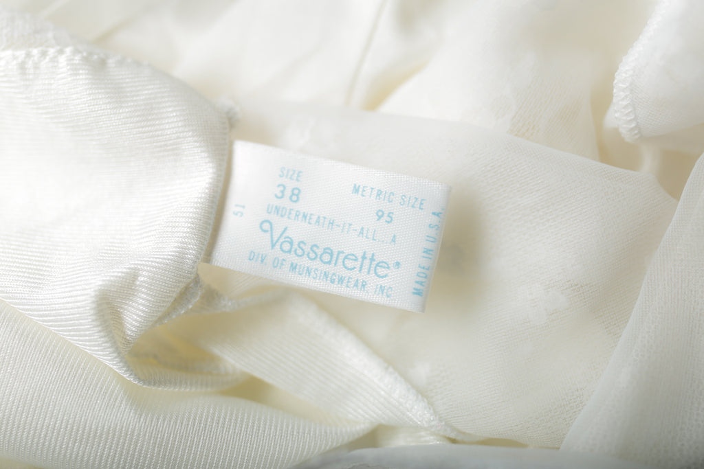 Vassarette Vintage Sheer Satin and Lace Camisole Lingerie 38 White