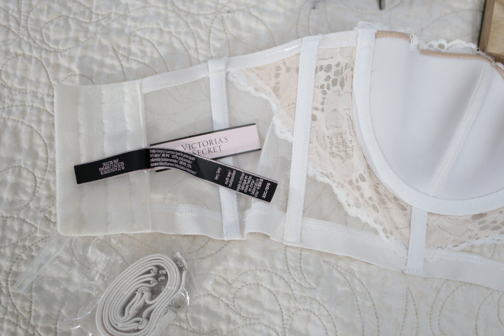 Victoria's Secret 32C Very Sexy Multi-way Convertible Bra White Nude Lace NEW