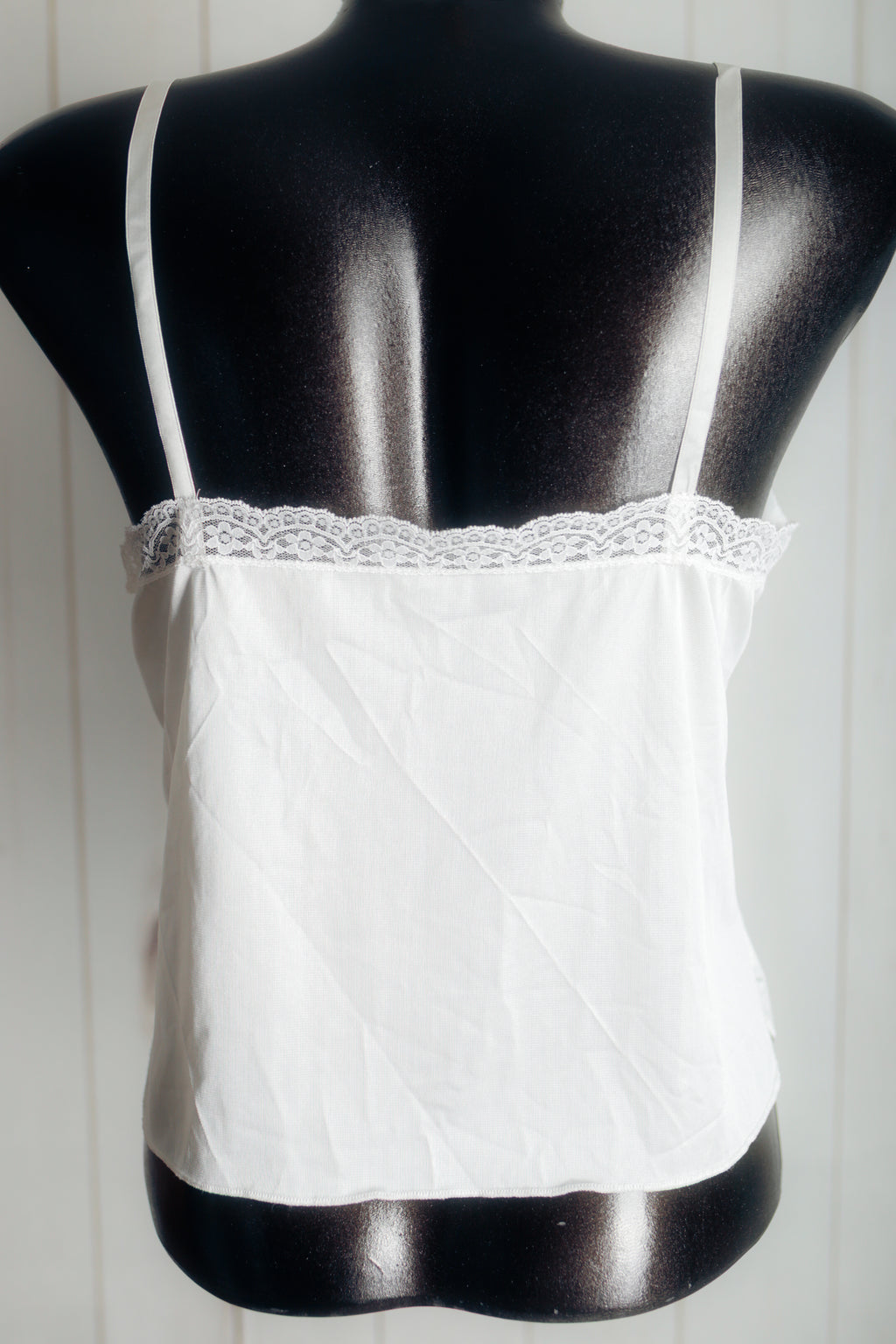 Vassarette Vintage Sheer Satin and Lace Camisole Lingerie 38 White
