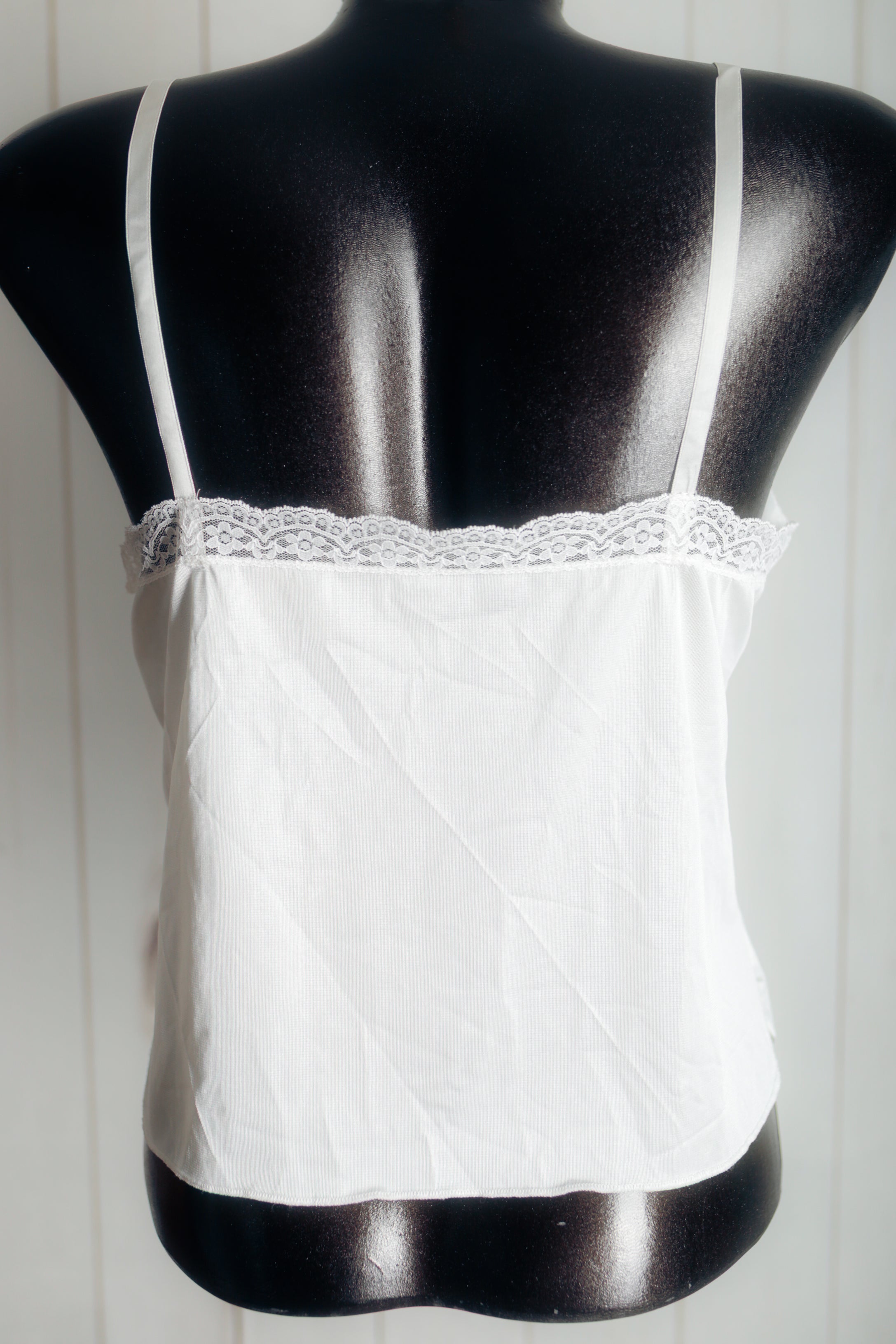 Vassarette Vintage Sheer Satin and Lace Camisole Lingerie 38 White