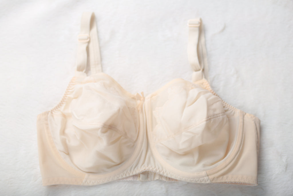Bali 0180 Flower Retro Duckbill Unlined Satin Pointy Underwire Bra Ivory 36DD
