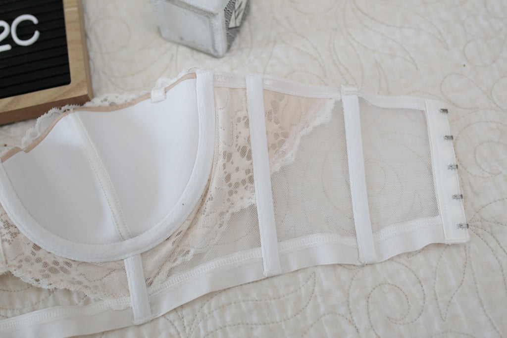 Victoria's Secret 32C Very Sexy Multi-way Convertible Bra White Nude Lace NEW