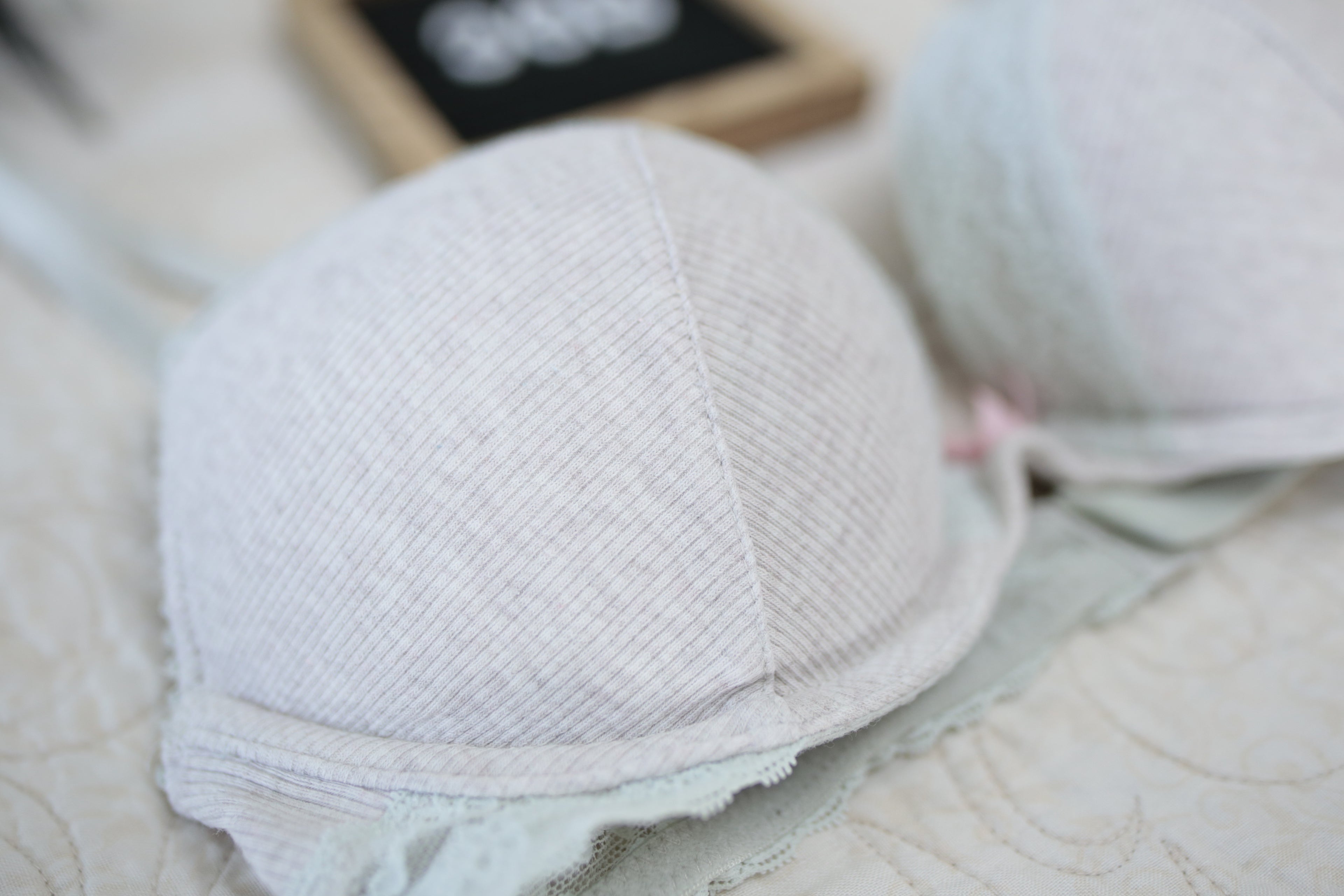 Victoria's Secret 36B Plunge Padded Bra Gray Blue Ribbed