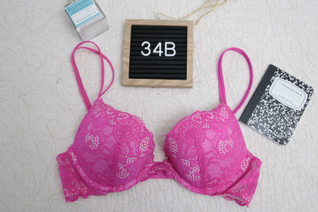 Victoria's Secret 34B Very Sexy Push-up Demi Bra Fuchsia Hot Pink