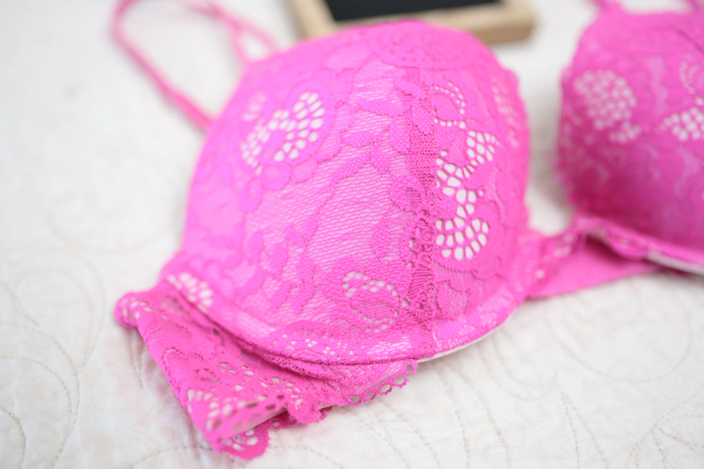 Victoria's Secret 34B Very Sexy Push-up Demi Bra Fuchsia Hot Pink