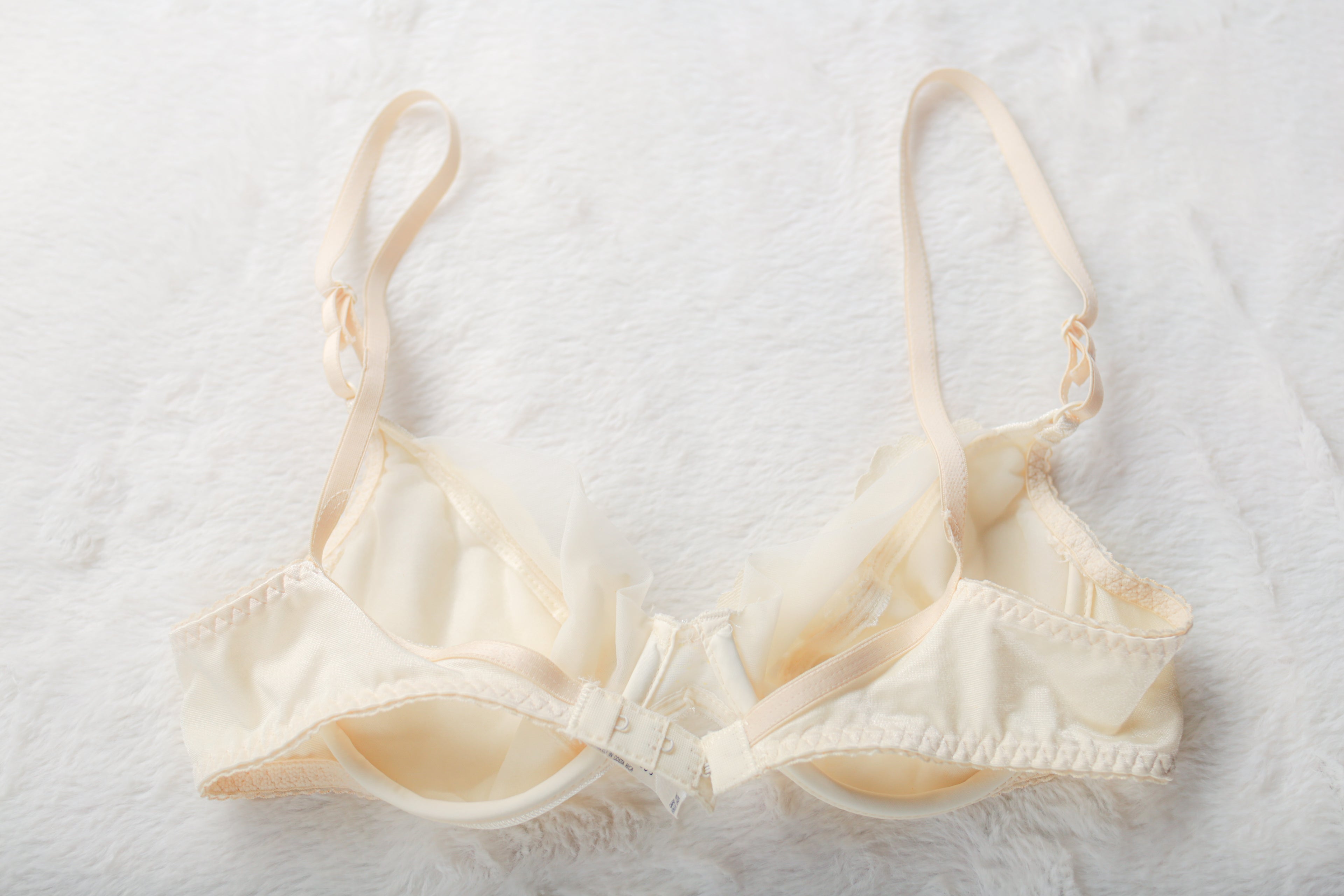 Bali Vintage 2615 Unlined Satin Lace Demi Bra 36B Ivory