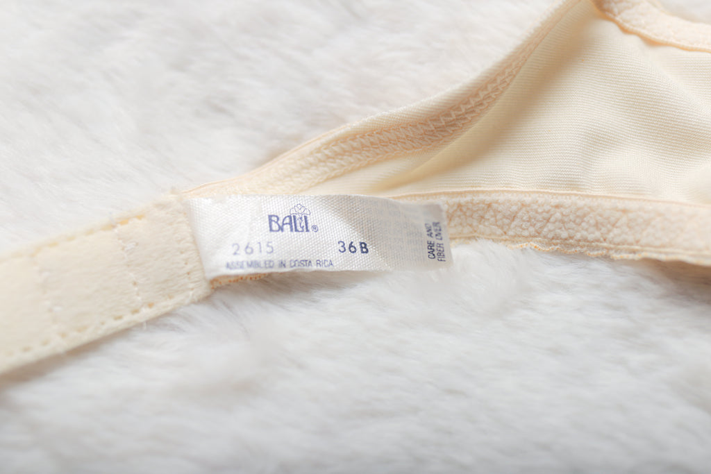 Bali Vintage 2615 Unlined Satin Lace Demi Bra 36B Ivory