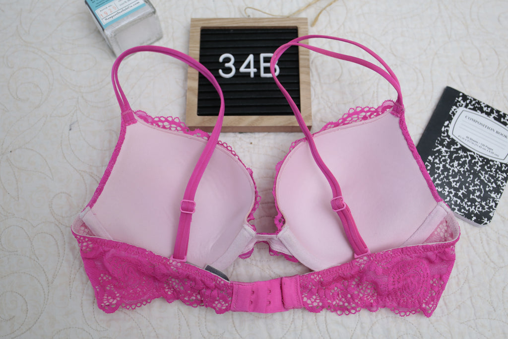 Victoria's Secret 34B Very Sexy Push-up Demi Bra Fuchsia Hot Pink