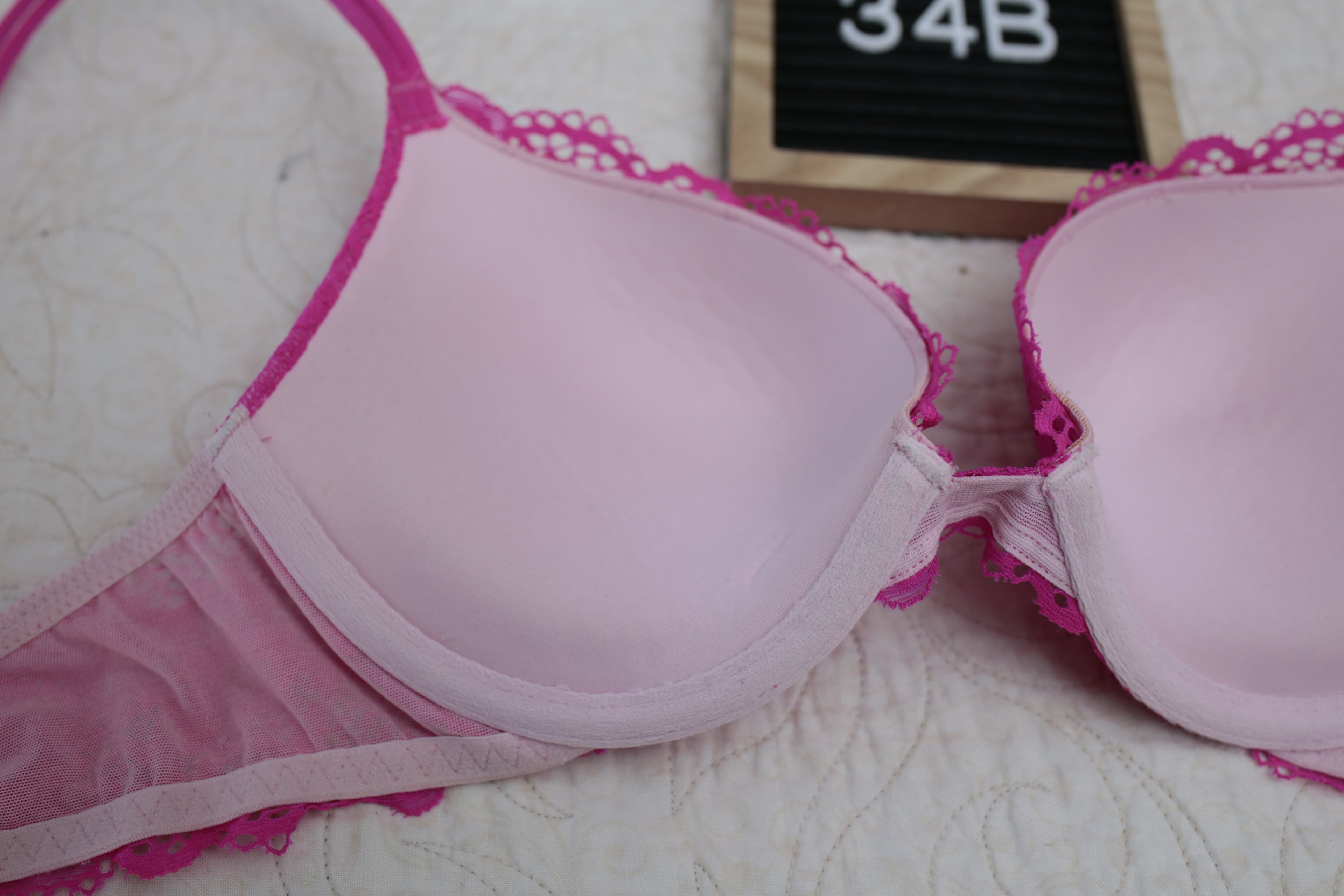 Victoria's Secret 34B Very Sexy Push-up Demi Bra Fuchsia Hot Pink