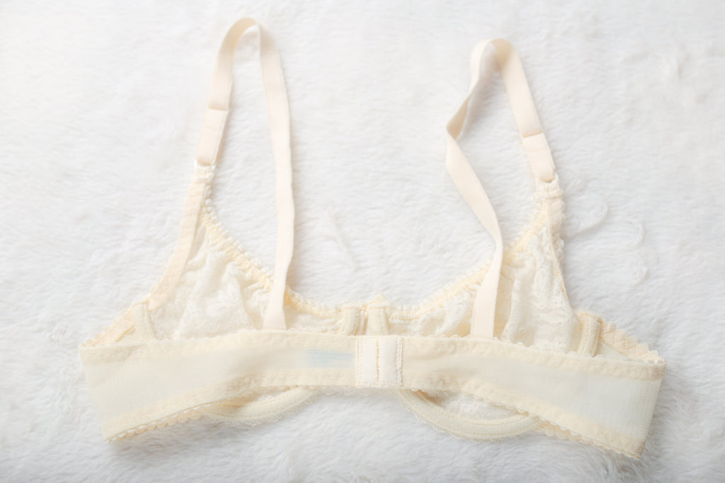Vintage Unlined Sheer Lace Demi Bra 36B Ivory