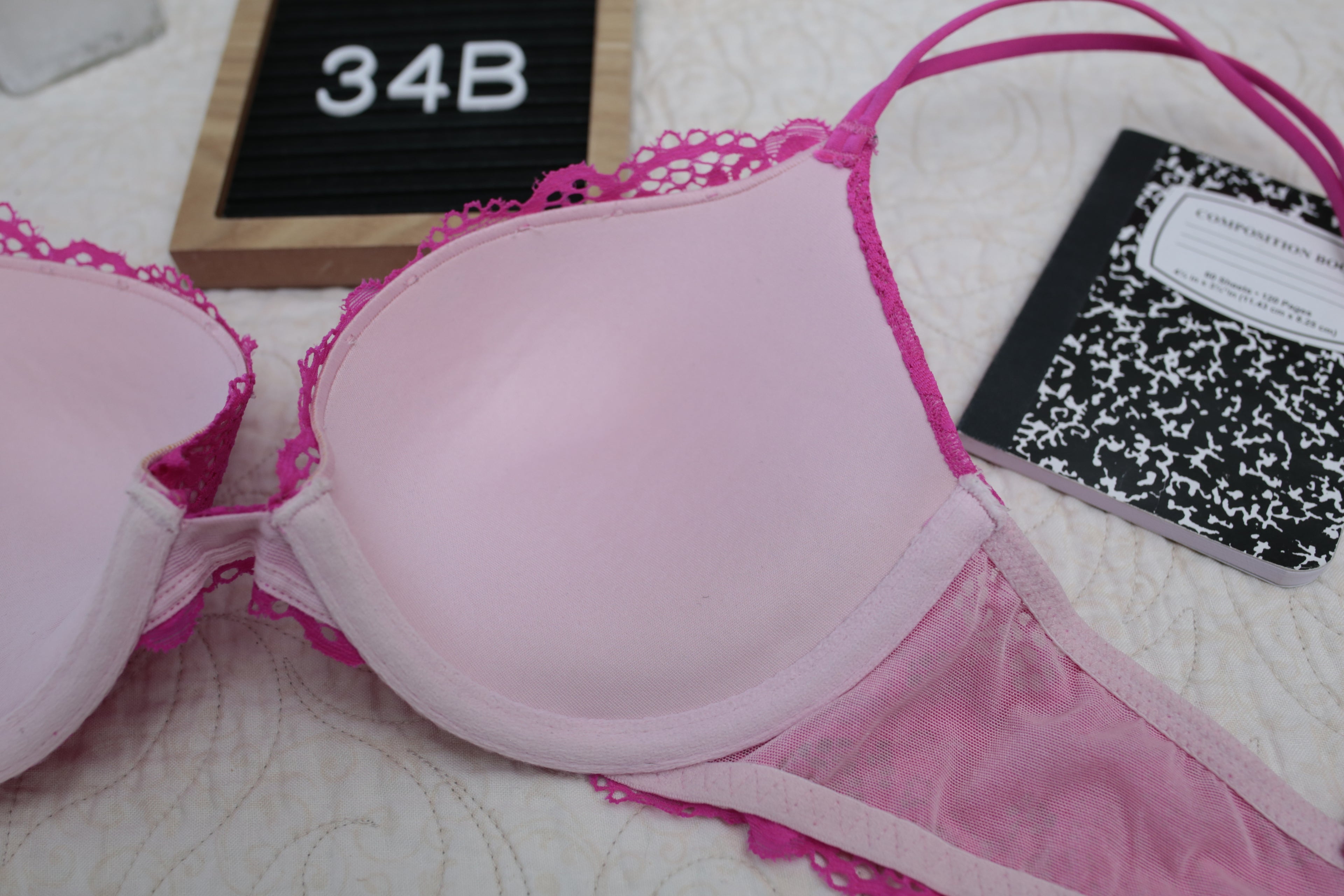 Victoria's Secret 34B Very Sexy Push-up Demi Bra Fuchsia Hot Pink