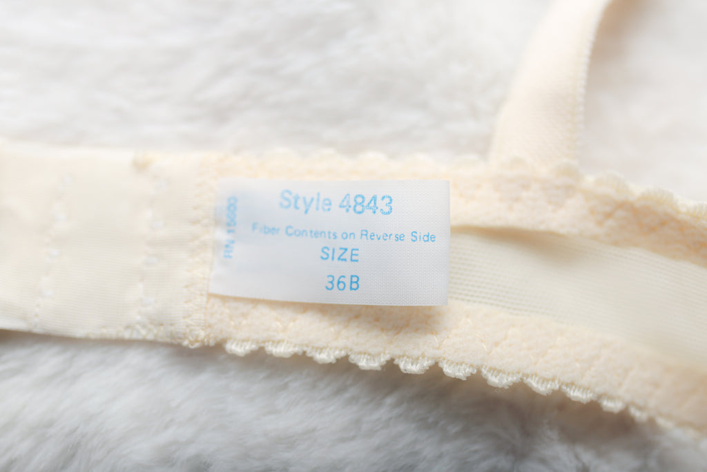 Vintage Unlined Sheer Lace Demi Bra 36B Ivory
