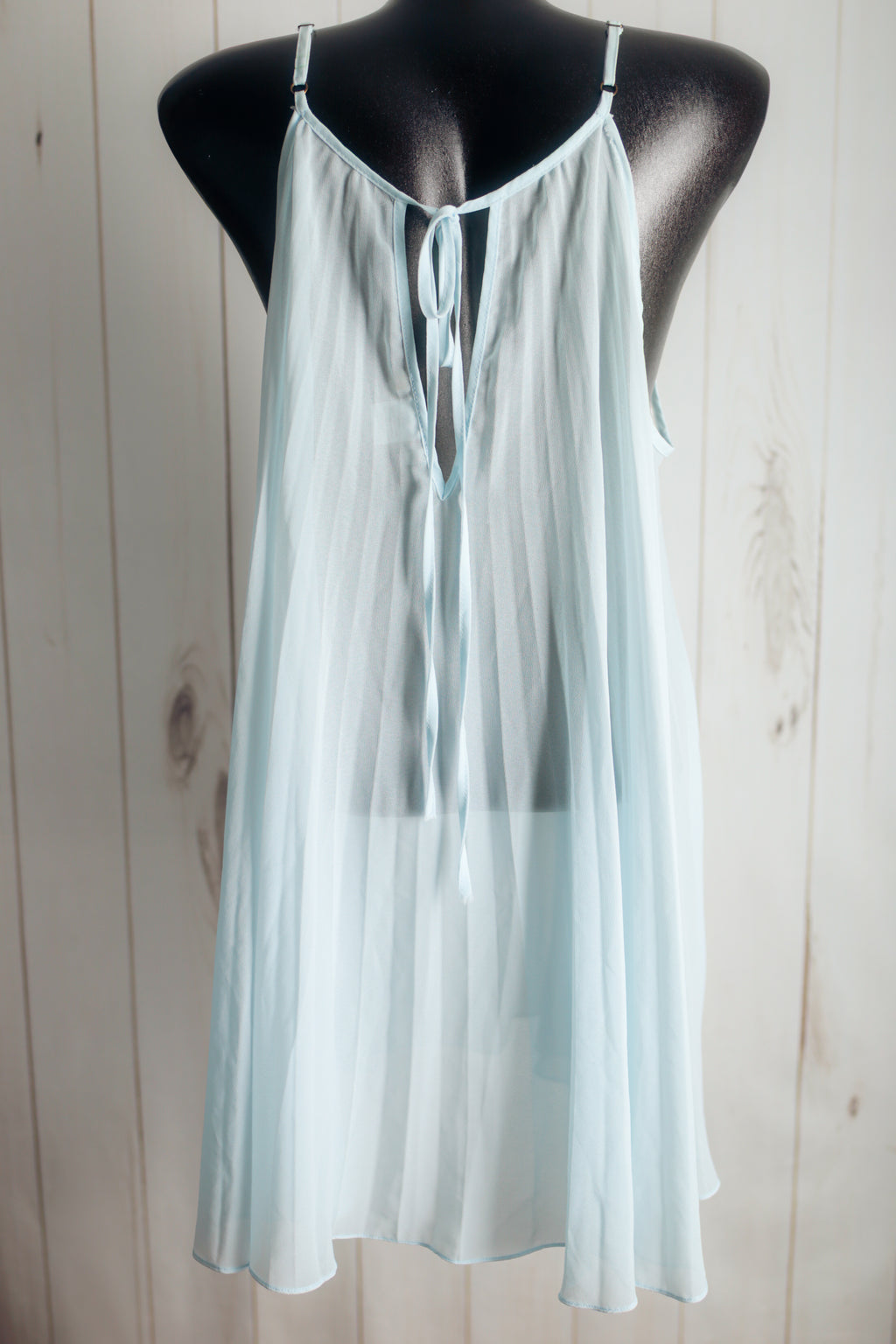 Flora Nikrooz Vintage Semi-sheer Chiffon Lace Peignoir Negligee Nightgown Small Blue