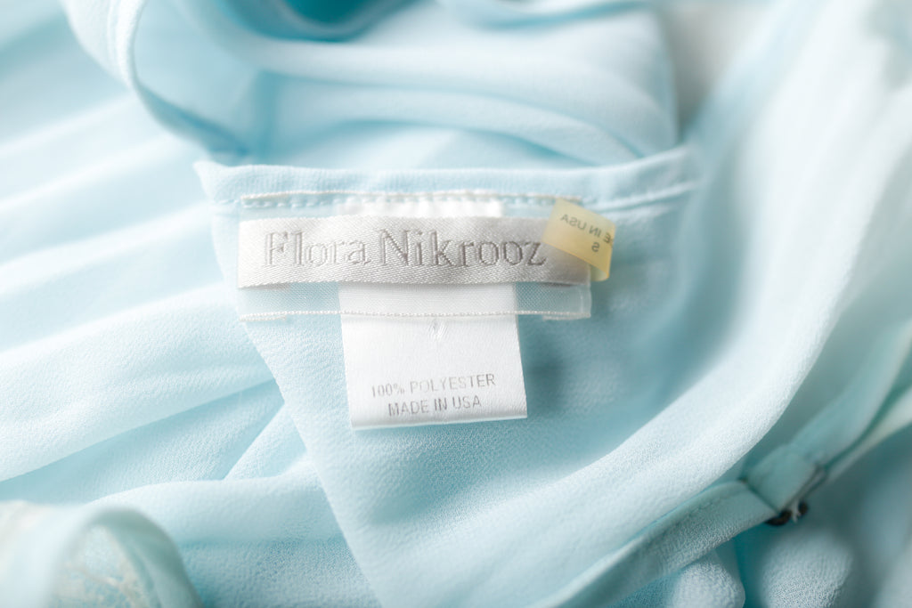 Flora Nikrooz Vintage Semi-sheer Chiffon Lace Peignoir Negligee Nightgown Small Blue