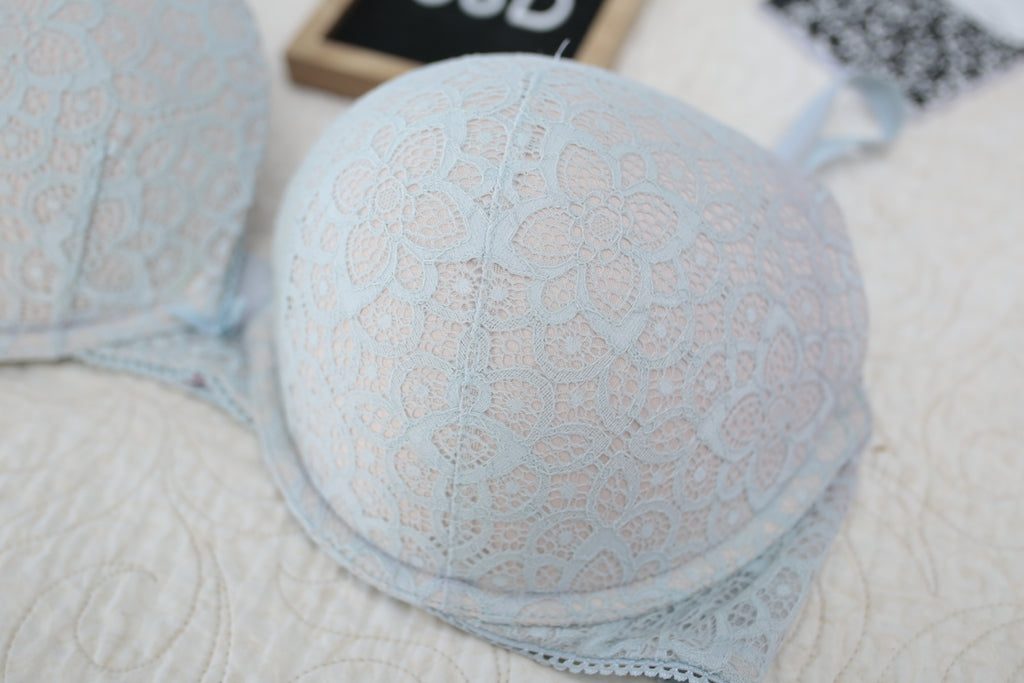 Victoria's Secret 38D Dream Angels Push-up Strappy Bra Blue Lace