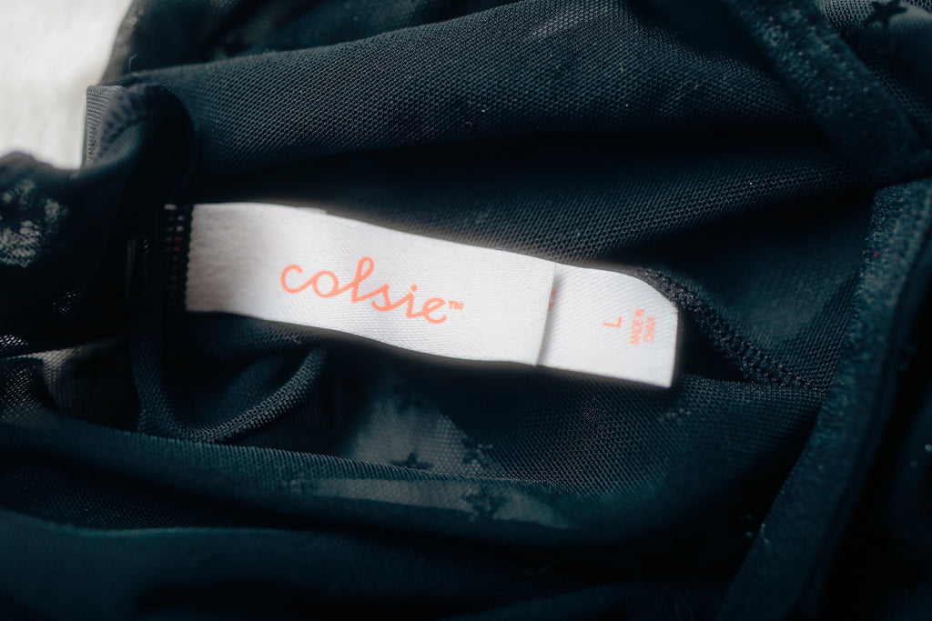 Colsie Sheer Witchy Start Mesh Bodysuit Teddy Black Large