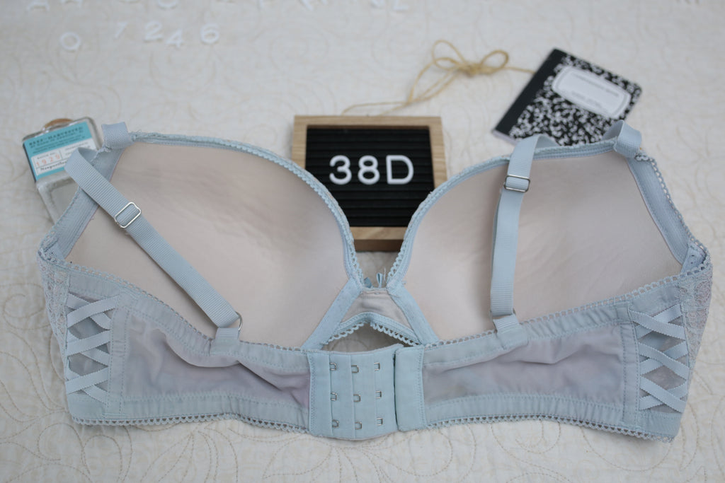 Victoria's Secret 38D Dream Angels Push-up Strappy Bra Blue Lace