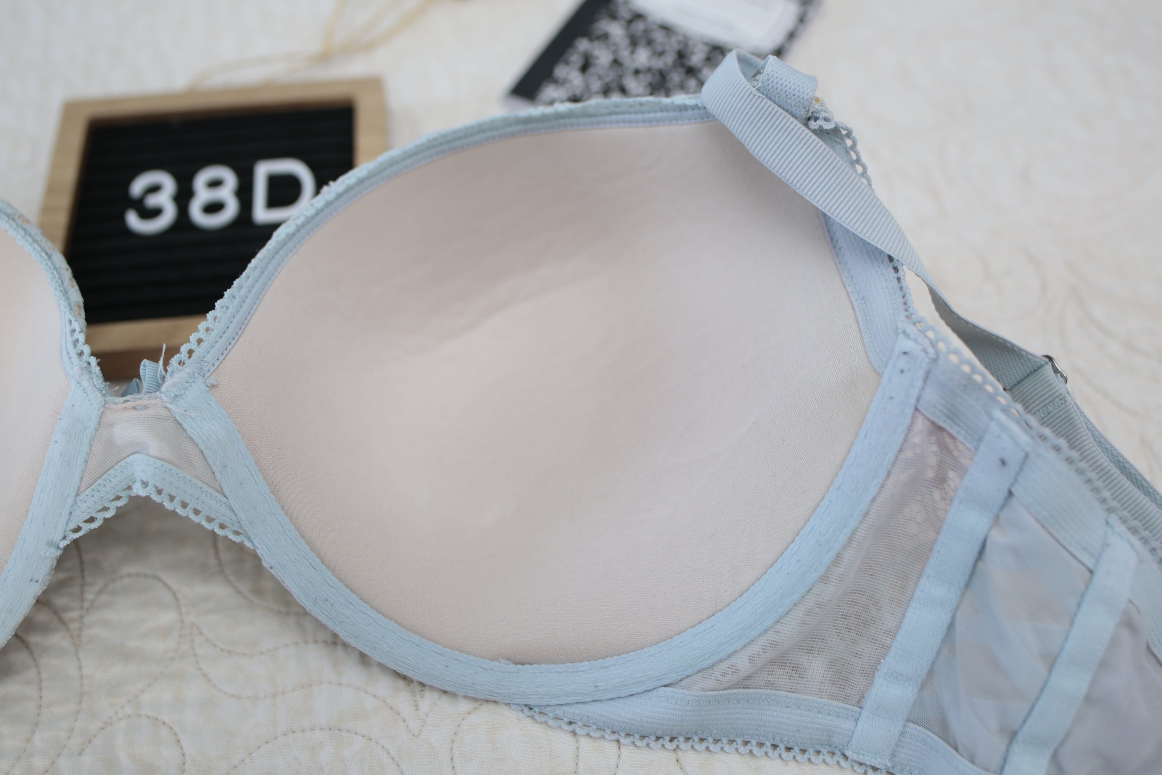 Victoria's Secret 38D Dream Angels Push-up Strappy Bra Blue Lace