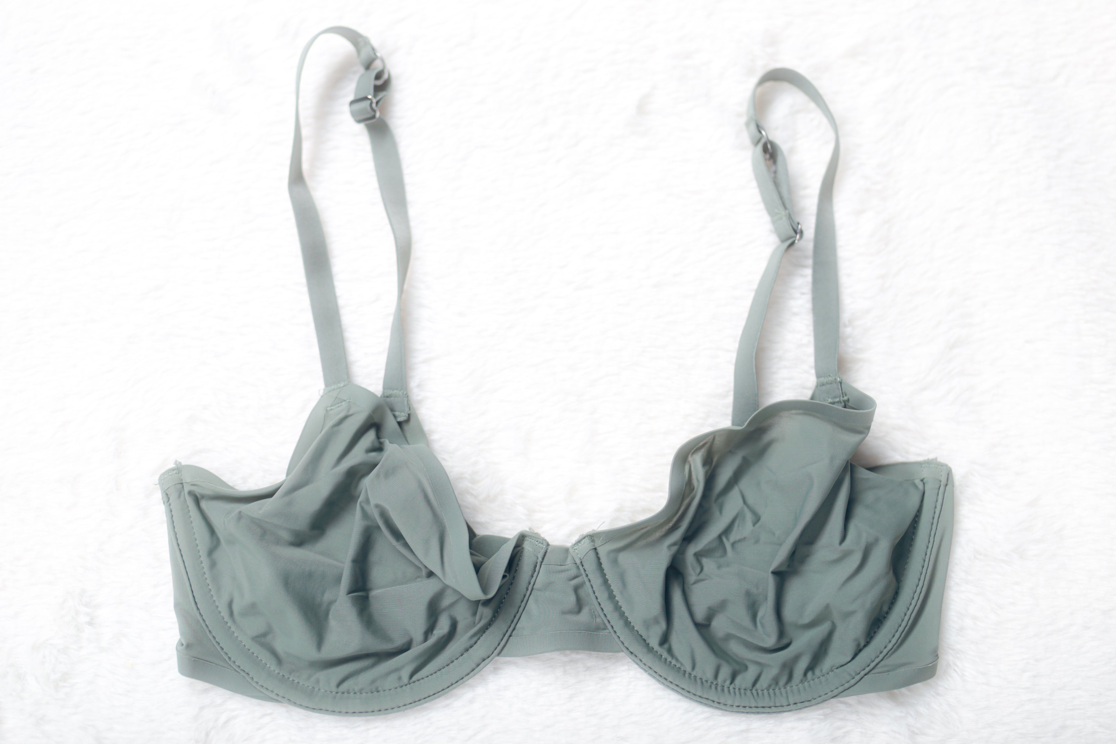 Aerie Unlined Breathable Sheer Mesh Demi T-shirt Bra Green 32D