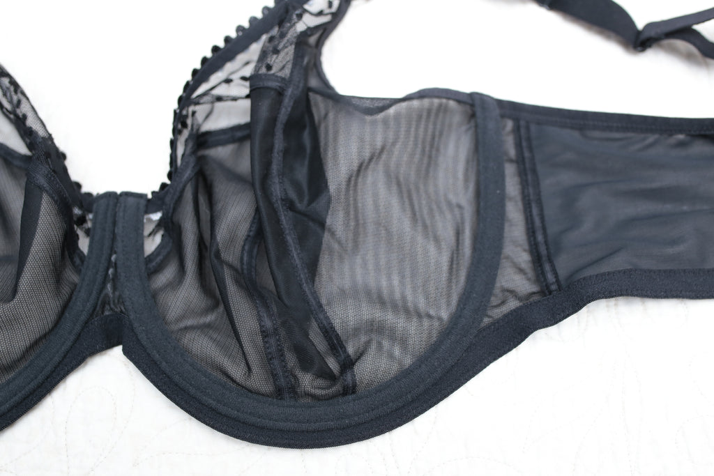 Elomi 40J Matilda EL8900 Underwire Sheer Full-coverage J-hook Bra Black NEW