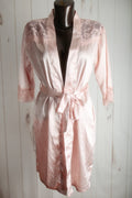 Pink Soft Shiny Satin Long Belted Robe Large