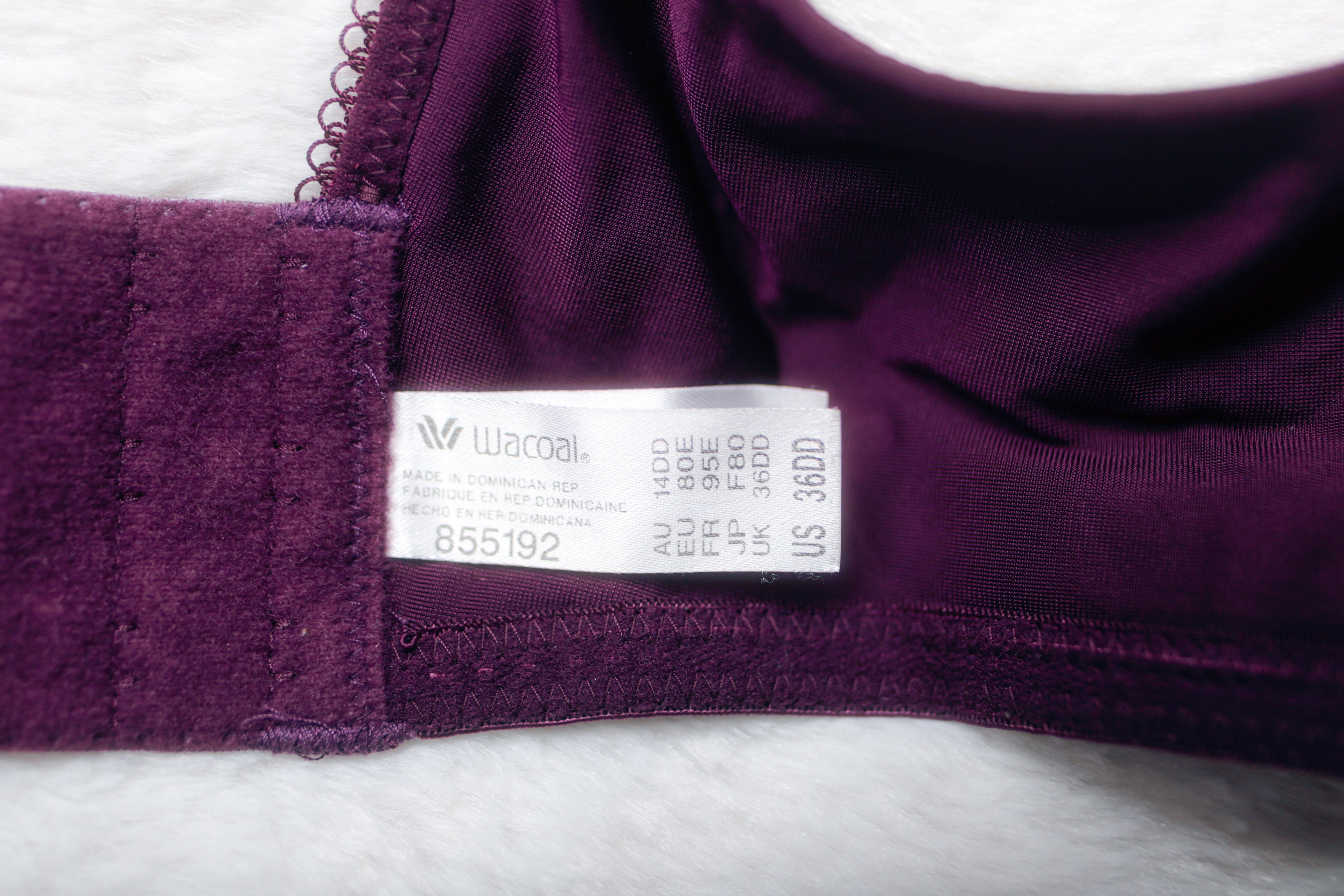 Wacoal Basic Beauty Full-figure 855192 Underwire Unpadded T-shirt Bra 36DD Purple