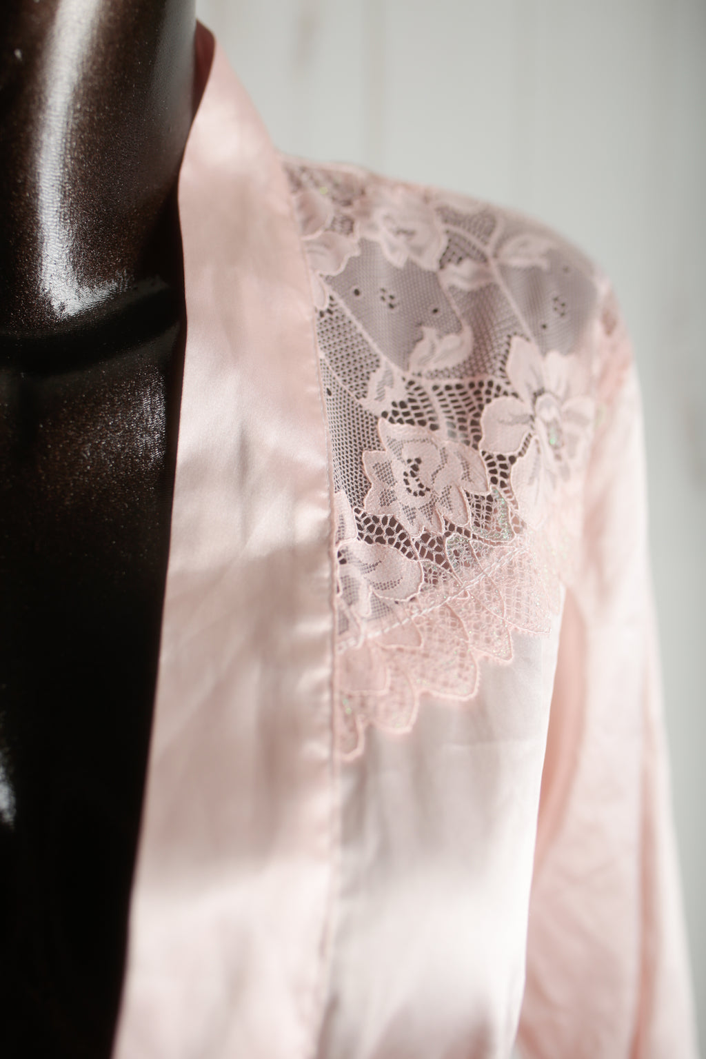 Pink Soft Shiny Satin Long Belted Robe Large