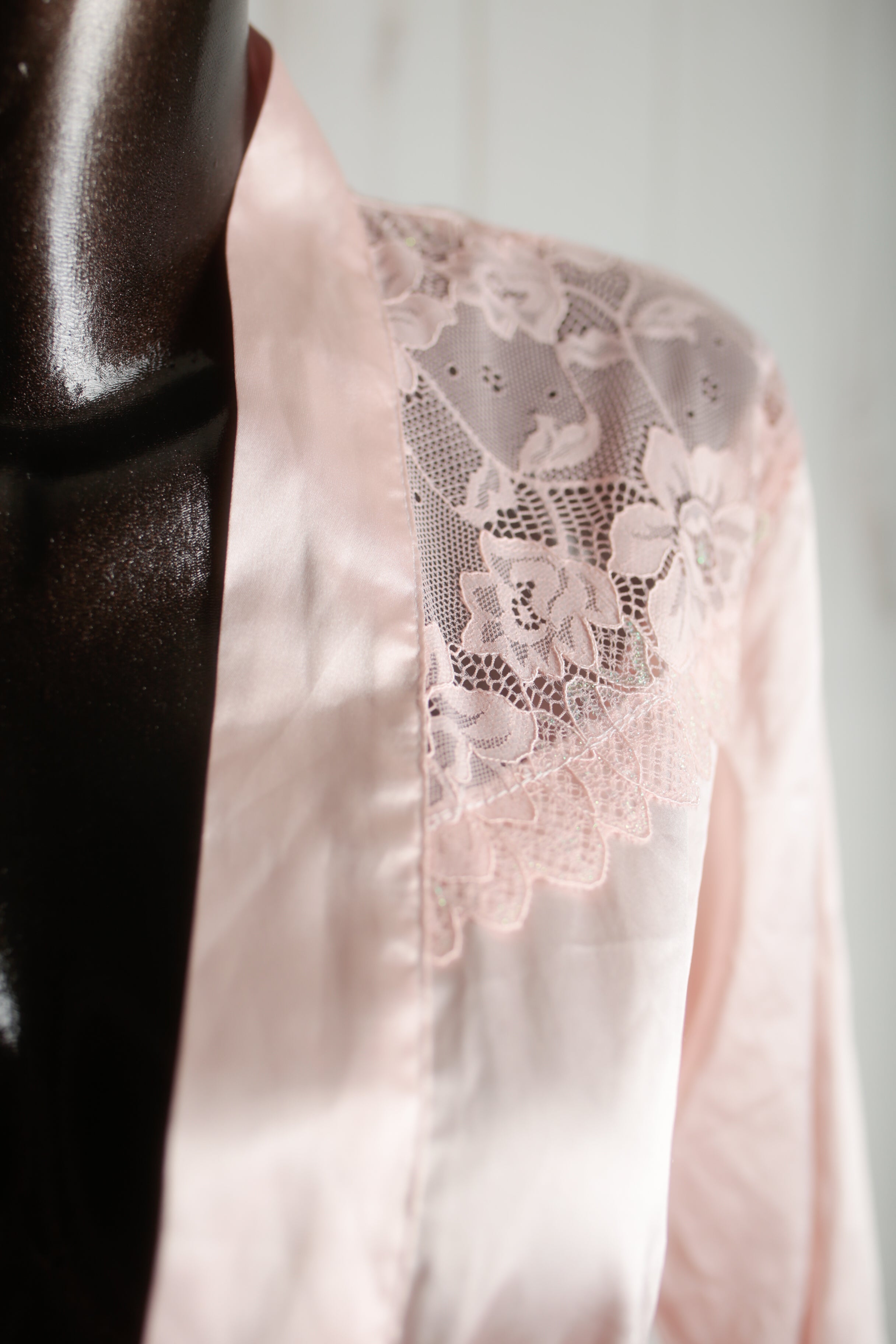 Pink Soft Shiny Satin Long Belted Robe Large