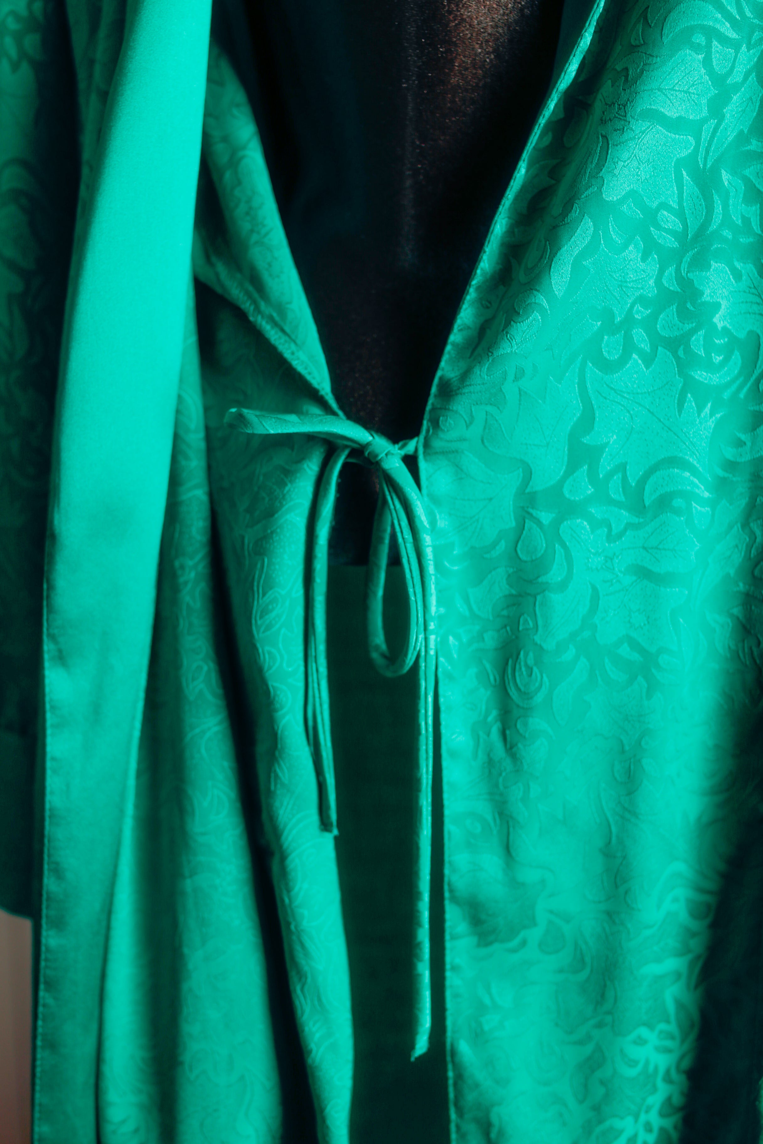 Victoria's Secret Vintage Gold Tag 90s Green Satin Belted Robe Medium