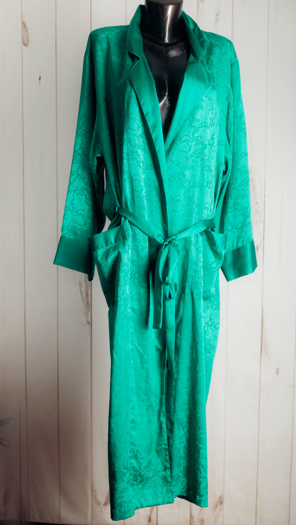 Victoria's Secret Vintage Gold Tag 90s Green Satin Belted Robe Medium