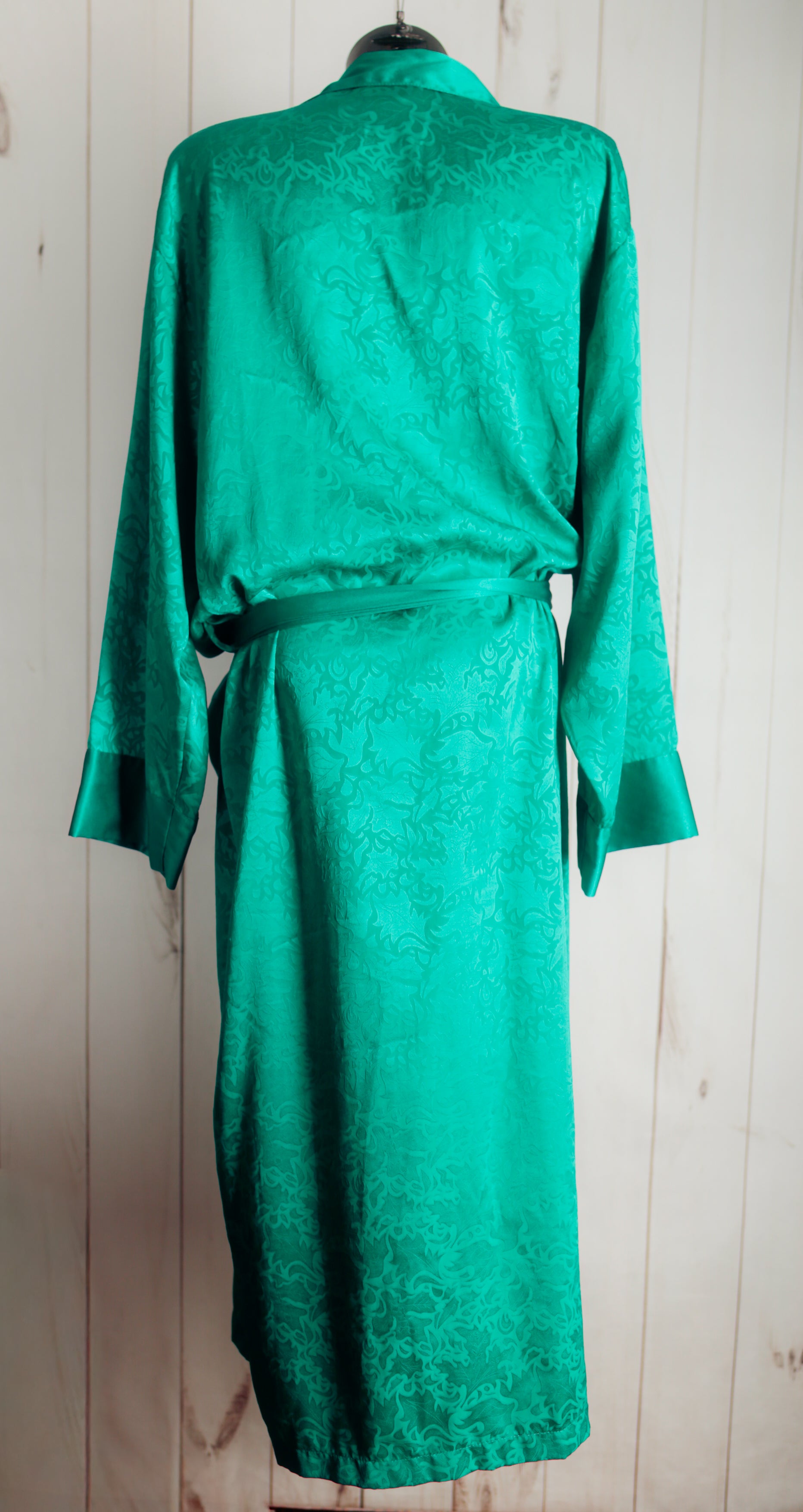 Victoria's Secret Vintage Gold Tag 90s Green Satin Belted Robe Medium