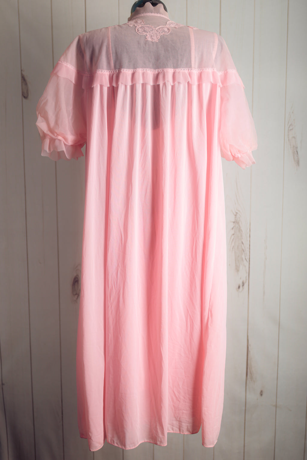 Kayser Luxite Vintage Satin Lace Slip Peignoir Negligee Nightgown Set 36 Medium Pink