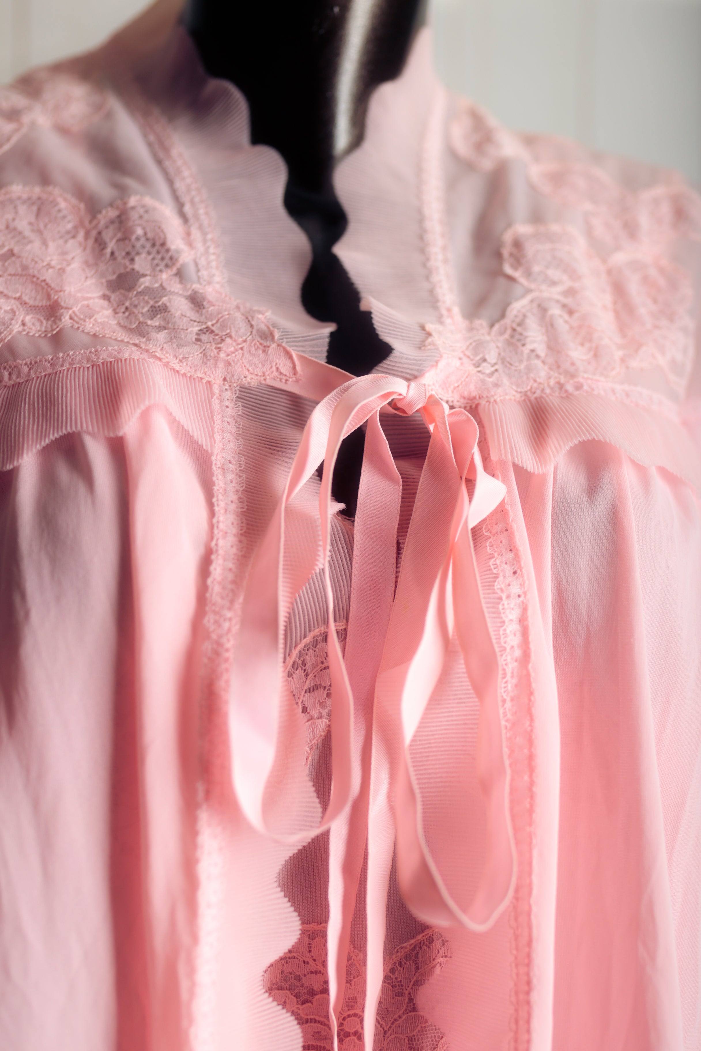 Kayser Luxite Vintage Satin Lace Slip Peignoir Negligee Nightgown Set 36 Medium Pink