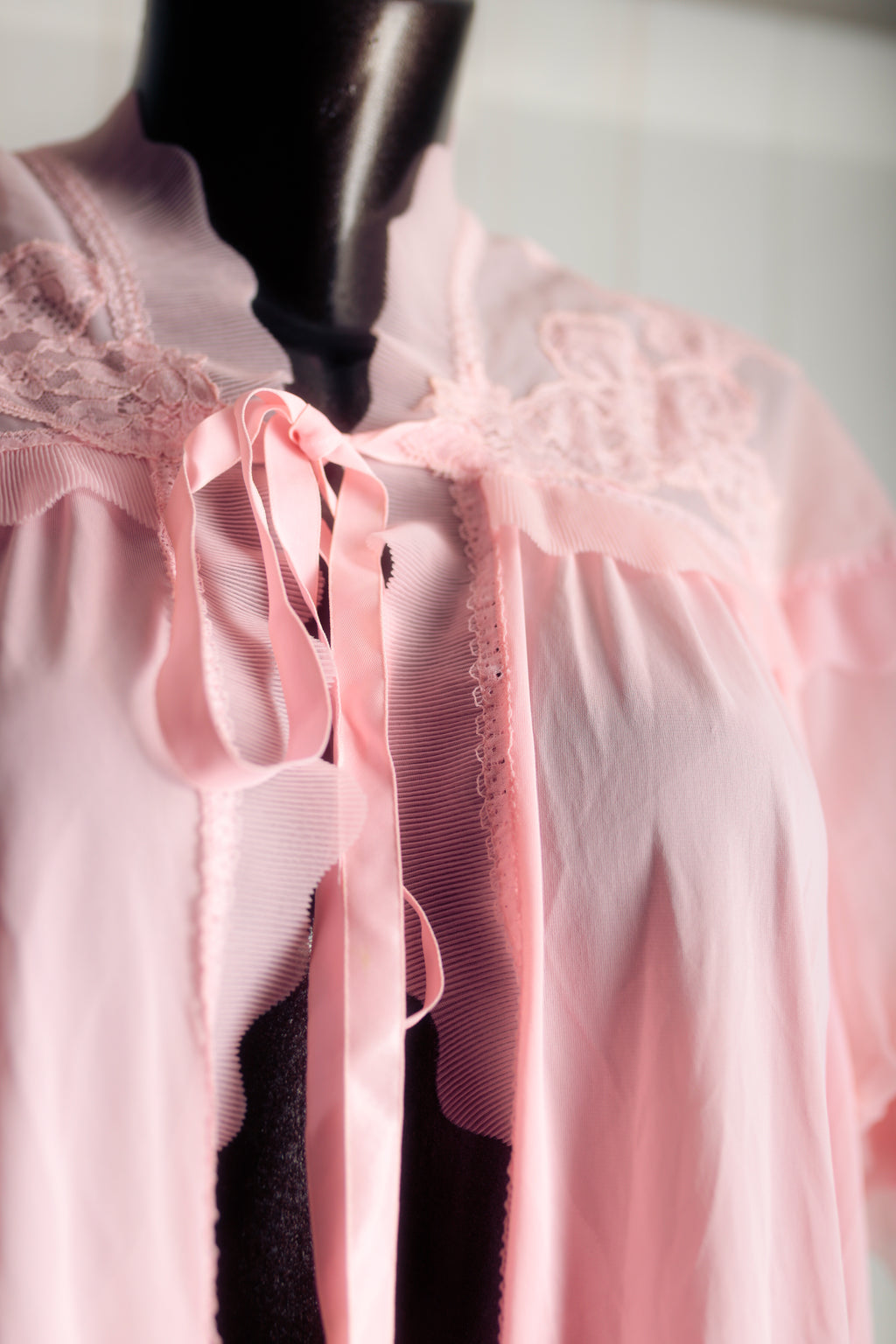 Kayser Luxite Vintage Satin Lace Slip Peignoir Negligee Nightgown Set 36 Medium Pink