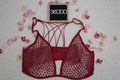 Victoria's Secret 36DDD Unlined Plunge Sheer Bra Red and White Starburst