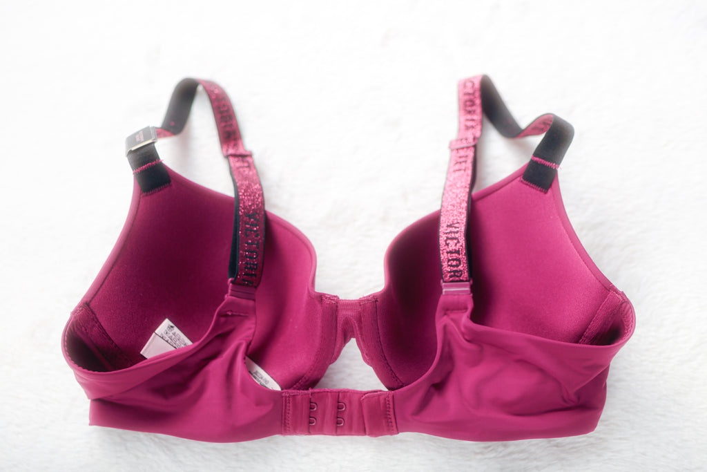 Victoria's Secret T-shirt Lightly Lined Demi Shine Strap Bra 32C Purple Wine NEW