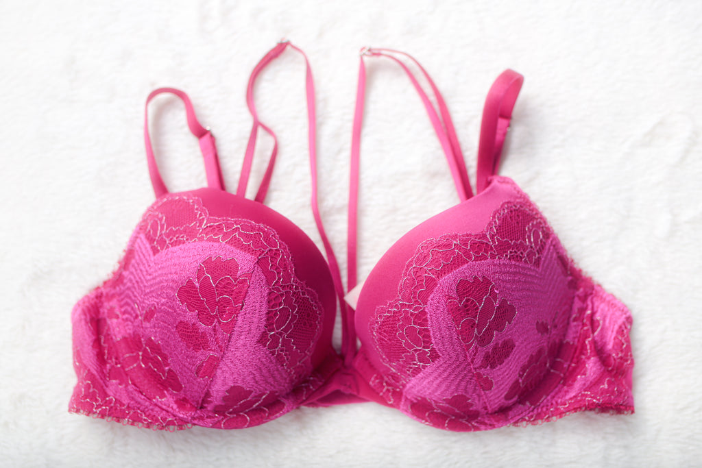 Victoria's Secret Very Sexy Push-up Strappy Demi Plunge Bra 34B Fuchsia Pink NEW